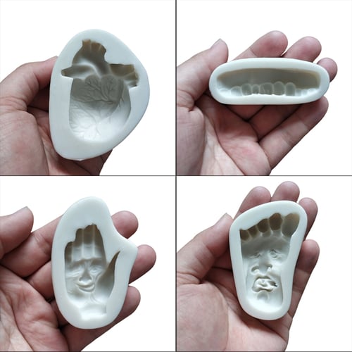 Halloween Funny Heart Hand Foot Teeth Silicone Resin Mold Jewelry Making Tools 