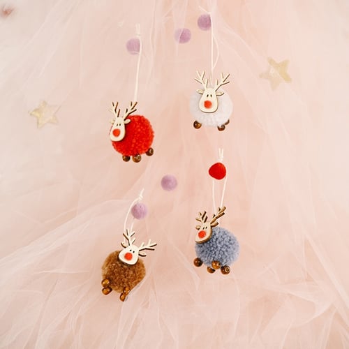 4pcs/set Christmas Decoration Ornaments Xmas Tree Creative Felt Elk Pendants 