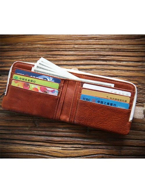 Antimagnetic RFID Men's Leather Credit Card Short Wallet Holder Coin Zip Bag  IR 