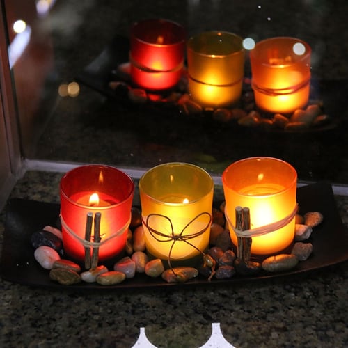 Natural Candlescape Set 3 Decorative Candle Holder with Rock and Tray Home Decor 