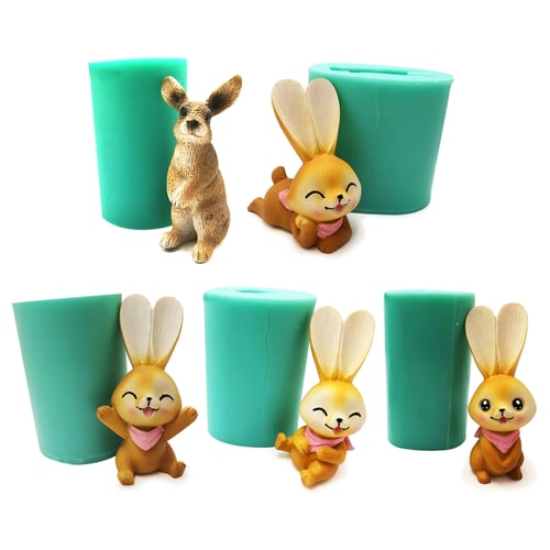Silicone 3D Bunny Rabbit Sugarcraft Chocolate DIY Clay Resin Mould