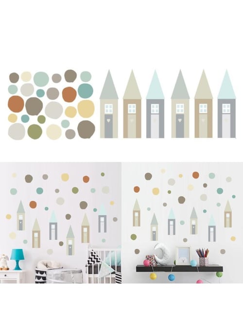 Details about   Nordic Style House Geometric Colorful Circle Wall Stickers Removable Wallpaper 