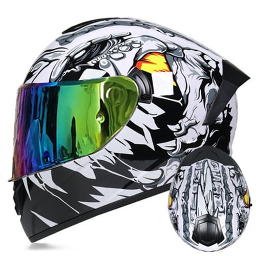 Full Face Motorcycle Helmet Washable Lining Dual Lens Racing Motocross Helmet 
