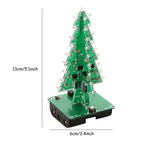 3D Christmas Tree LED DIY Kit Red/Green/Yellow Circuit Parts Electronic 