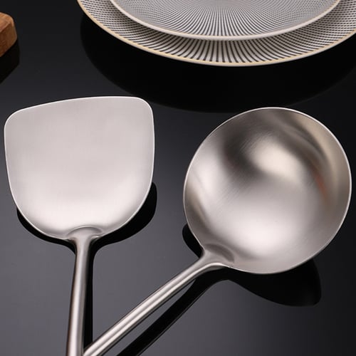 Wok Spatula Spoon Skimmer Ladle Durable Portable Stainless Steel Cooking Utensil 