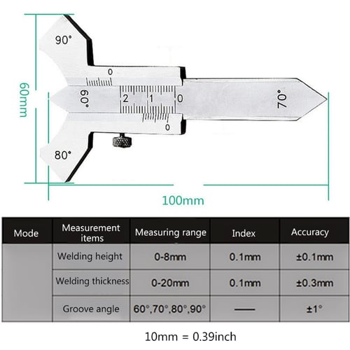 0-20mm Welding Gauge Weld Inspection Gage Weld Seam Bead/Fillet Test Ulnar Ruler 