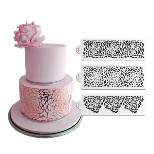 Lace Flower Cake Cookie Fondant Side Baking Wedding Stencil Decor DIY Tool ^F