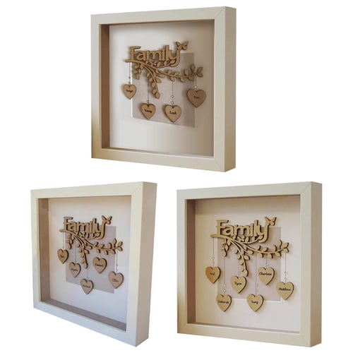 Personalised Wooden Family Tree Frame Hearts Pets Birthday Gift Decorations 