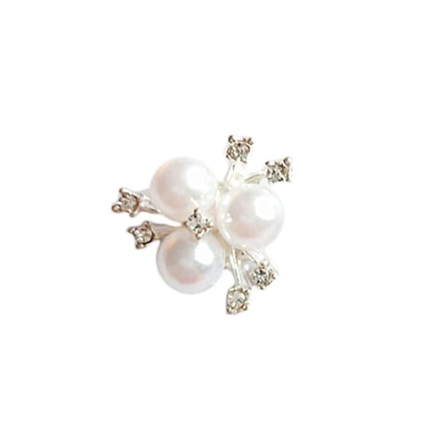 10pcs Pearl Rhinestone Flower Button Flatback Embellishment Craft For Brooch