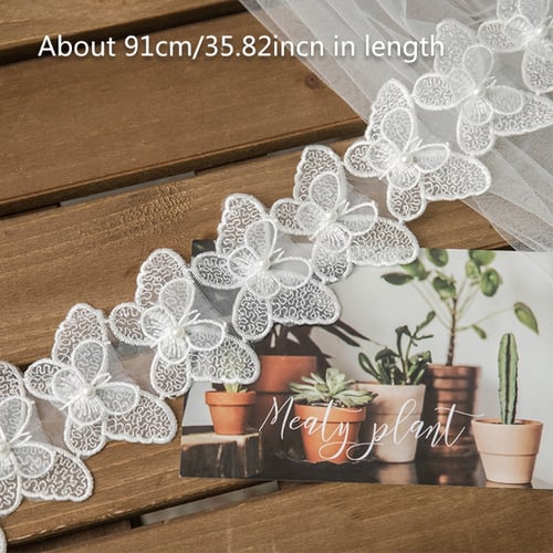 Very pretty butterfly  embroidered lace trim price for 1 yard 