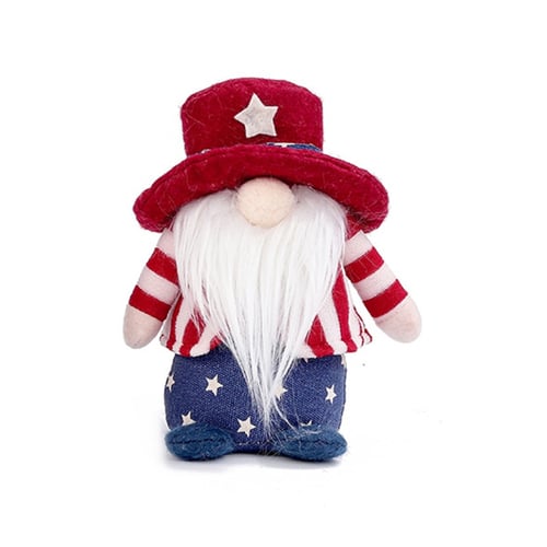 Patriotic Veterans Day Tomte Gnome Decorations Handmade Stars Plush Doll Swedish 