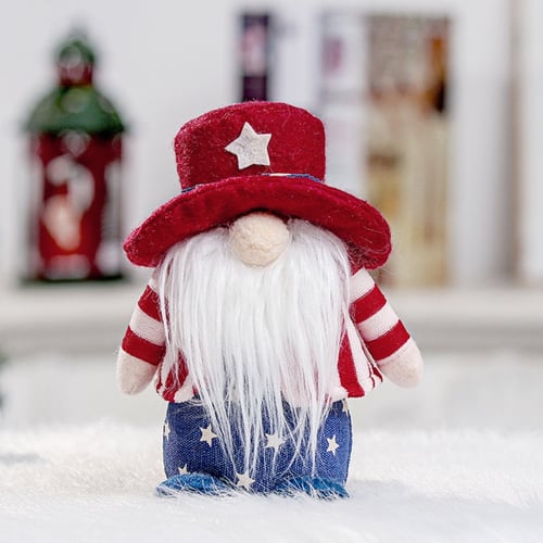 Patriotic Veterans Day Tomte Gnome Decorations Handmade Stars Plush Doll Swedish 