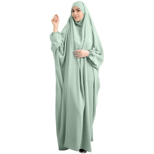 Women Muslim One Piece Prayer Dress Robe Islam Hijab Abaya Khimar Jilbab Ramadan