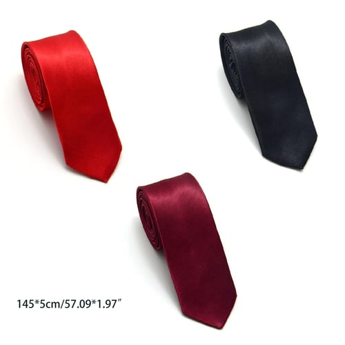 Classic Skinny Men's Slim Tie Solid Color Plain Silk Jacquard Woven Necktie 5cm