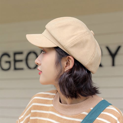 Beret Cap Fashion Classic Retro Leather Painter Hat Octagonal Hat Handsome Wild Pumpkin Hat Solid Color Beret Female Great