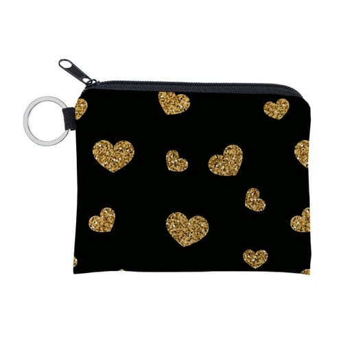 Coin Purse Black Horse With Heart Coin Pouch With Zipper,Make Up Bag,Wallet Bag Change Pouch Key Holder