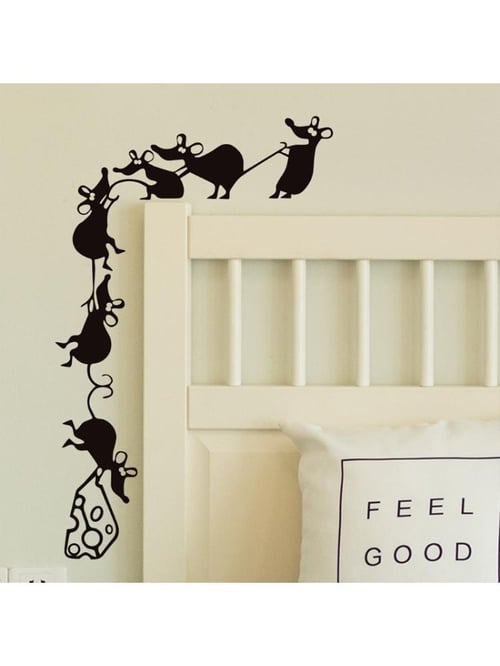 Black Small Mouse Wall Stickers Removable Diy Art Decor Decals Murals For Offices Home Bedroom Decoration - Are Wall Decals Removable