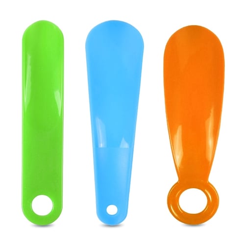Portable Handle Plastic Shoe Horn Lifter Flexible Sturdy Shoehorn Yellow 