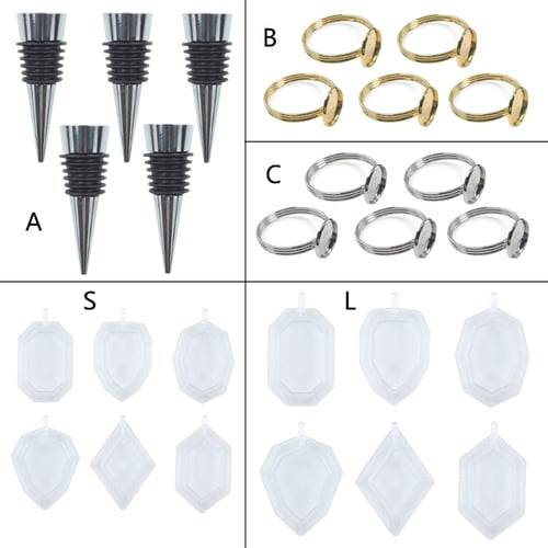 Small Bottle Container and Stopper UV Resin Epoxy Silicone Mold Jewelry  Casting 6 Trays Set with Manual