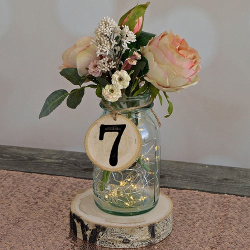 SuBoZhuLiuJ Wooden Table Numbers 1-10 Hanging Table Cards with Ropes Wedding Reception Pendant Party Decor 