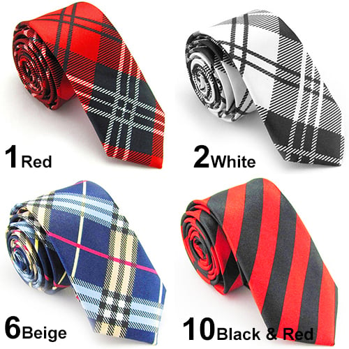 BG_ Casual Patterns Printed Smooth Necktie Gift Narrow Plaid Stripe Leopard Tie 
