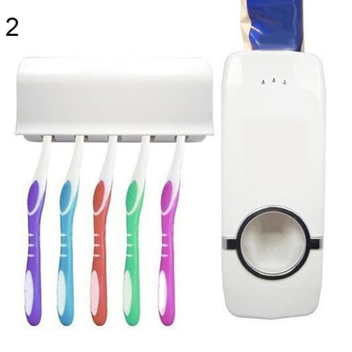 Auto Automatic Toothpaste Dispenser Toothbrush Holder Wall Mount Stand 