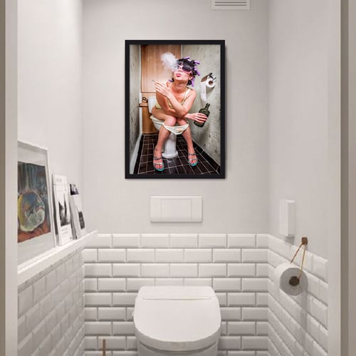 ND_ TOILET PICTURES UNFRAMED WALL ART PAINTING BAR BATHROOM HANGING DECOR NICE