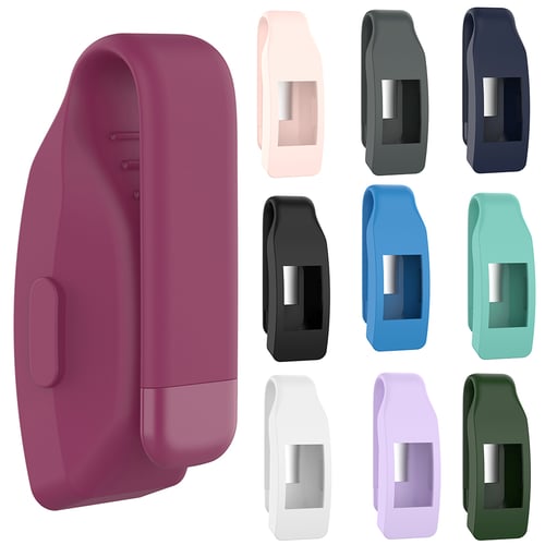 Metal Steel Clasp Clip Silicone Pocket Case Holder Cover For Fitbit Inspire HR 