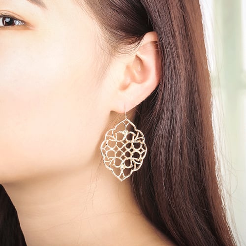 Women Hollow Rhombus Hook Dangle Earrings Fashion Bohemian Ethnic Jewelry 