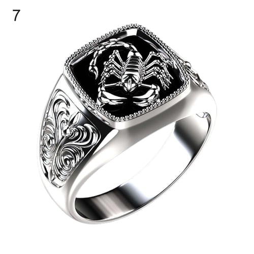 Creative Men Ring Silver Vintage Carving Scorpion Exaggerated Biker Punk 