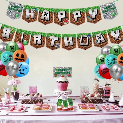 1 Set Birthday Party Game Theme Diy Paper Garland Latex Balloon Decorations For Photo Booth