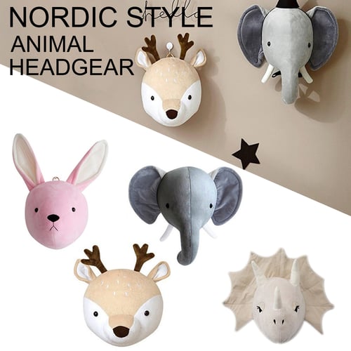 Animals Head Wall Decor Delicate Cotton Stuffed Plush Doll Hanging Toy Home S Reviews - Animal Head Home Decor