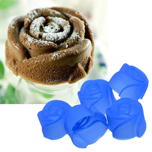Silicone Chocolate Maker Mould Cake Baking Mold 10pcs Rose Muffin Cookie Cup 