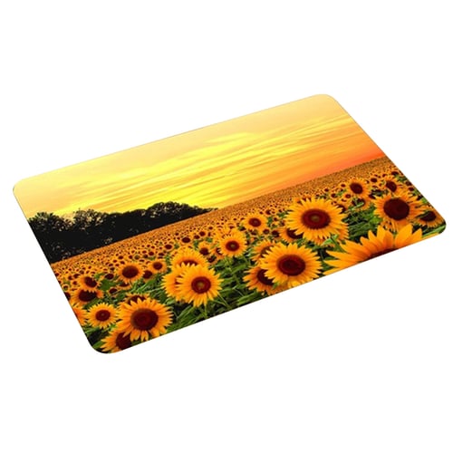 BE_ Sunflower Flannel Non-slip Door Mat Water Absorption Carpet Floor Decor Nove 