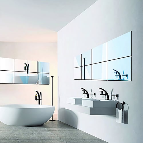 4pcs Square Mirror Tiles Stickers For, Wall Sticker Mirror Tiles