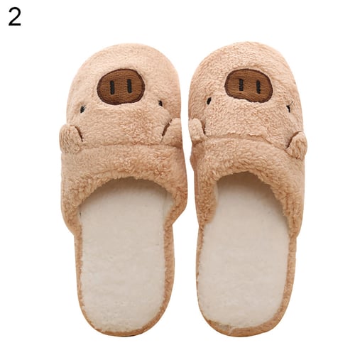 1Pair Winter Men Women Cute Pig Bear Warm Anti-Slip Indoor Shoes Home Slippers