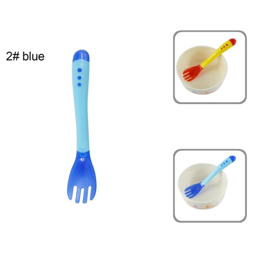 Spoon And Fork Silicone Tableware Thermal Sensing Fork Heat Sensing Spoon 