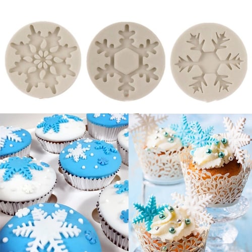 Christmas Silicone Cake Snowflake Decor Mold Fondant Baking Cupcake Xmas Mould 