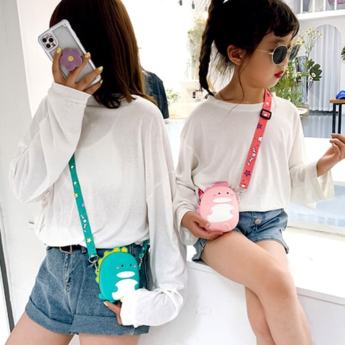 Cute Dinosaur Shaped Mini Zipper Handbag Fashion Phone Pouch Cross body Bag 