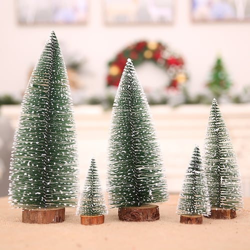 5PCS Mini Christmas Snow Tree Small Pine Tree Table Office Home Decoration Gift 