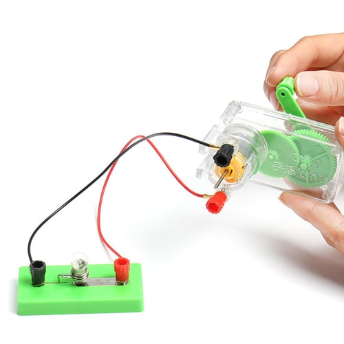 Creative DIY Science Hand Crank Generator Apparatus Kids Mounted Assembled Kits 