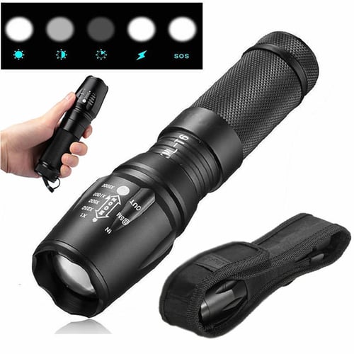 Tactical Light Outdoor 50000LM 5Mode LED T6 Lamp Zoomable Flashlight Camp Torch~ 