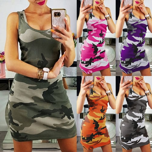 camo spaghetti strap dress