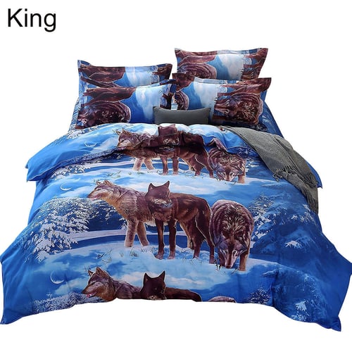 3d Wolf Twin Queen King Bed Quilt Duvet, Wolf Bed Sheets Twin