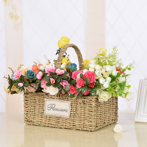 Details about   Flower Plant Woven Rattan Pot Garden Home Cloth Storage Straw Baskets Organizer* 