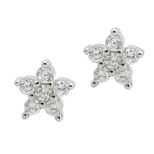 Ladies Cute Snowflake Crystal Stud Earrings Small Five-pointed Star Earrings CA 
