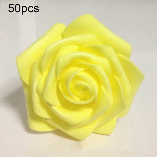 50pcs Artificial Flowers Foam Roses with stem Wedding Bride Bouquet Party Decor.
