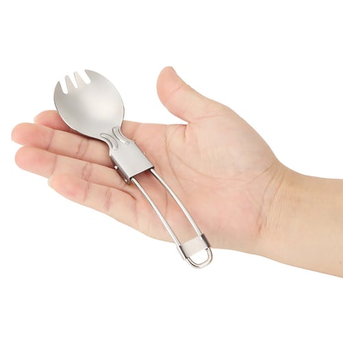 Portable Stainless Steel Cutlery Folding Spoon Folding Fork Health Salad Spoon 