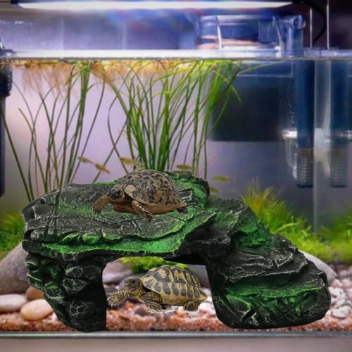 kathson Reptile Hideouts Cave Resin Fish Tank Decoration Turtles Habitat Ornament for Small Lizards,Tortoise,Fish 