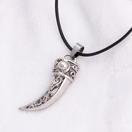 Punk Stainless Steel Men Domineering Wolf Tooth Shape Pendant Necklace Jewelry 